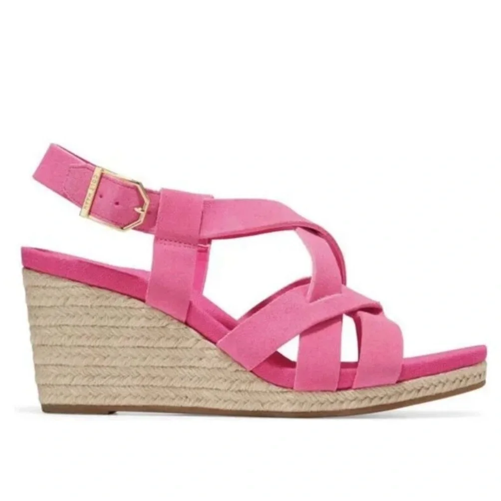 Cole Haan Crystal Espadrille Women’s Fuschia Pink Wedge Sandals Size 7